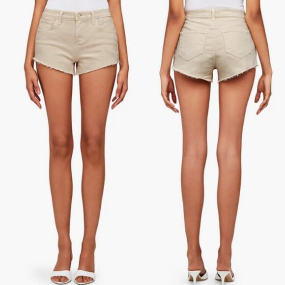 L'Agence Audrey Cut Off Cutoff Shorts Tan Beige Brown Denim Jean Shorts 25 - Picture 1 of 16